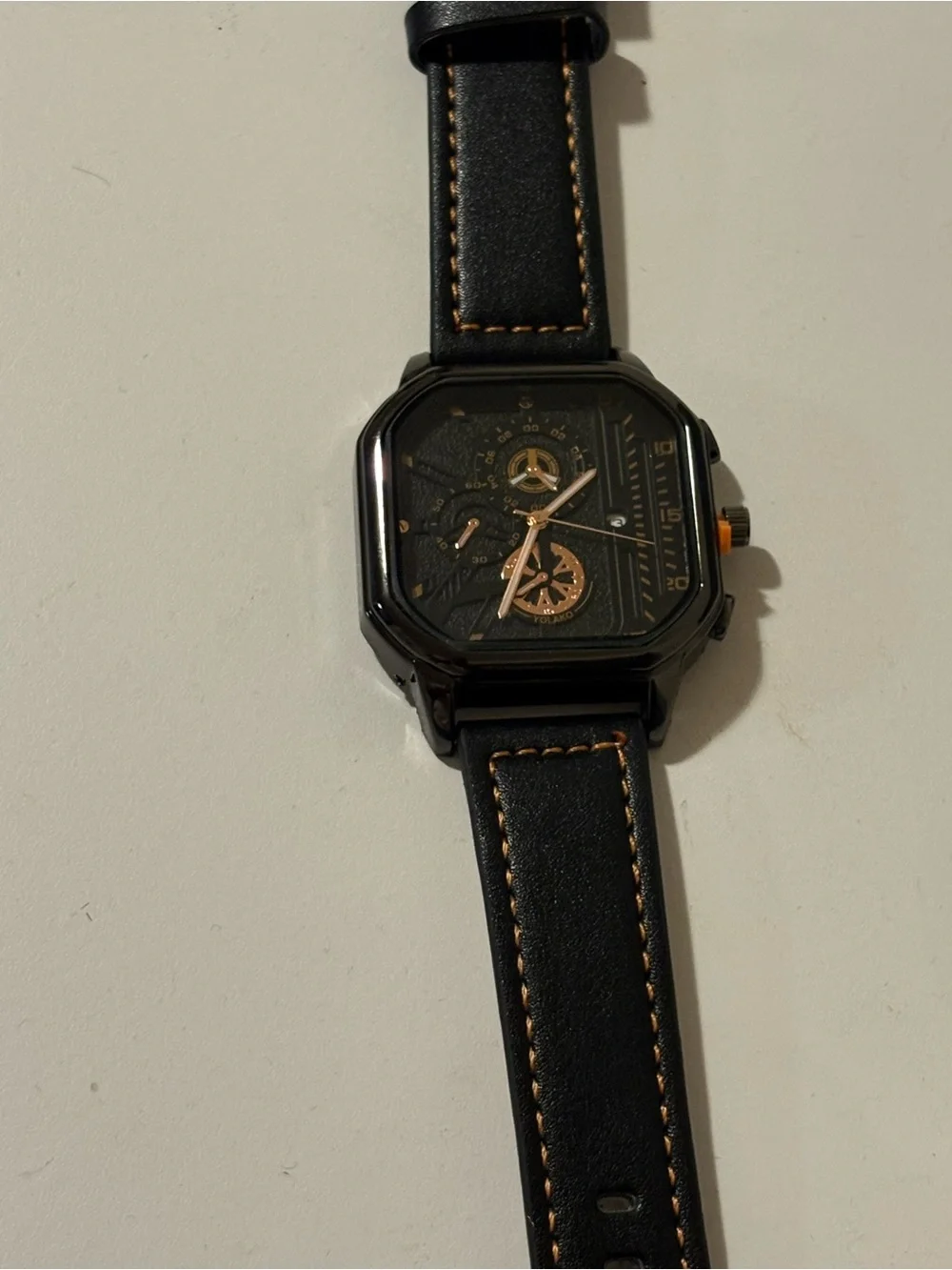 Black and Orange Men's Multifunction Watch by